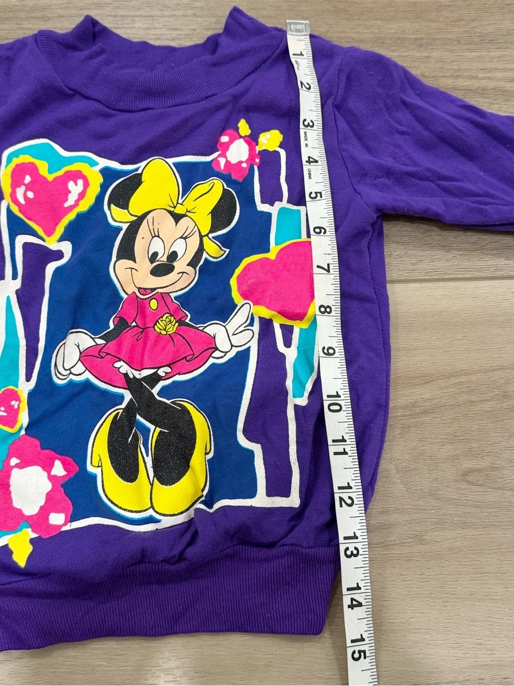 Vintage 80s 90s Disney Minnie Mouse Sweatshirt Toddler 2T Jog Togs Purple Neon